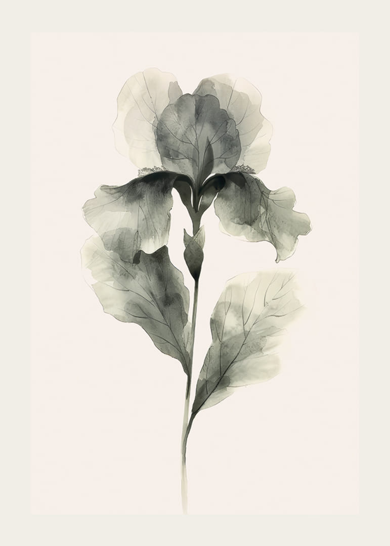 Poster med en akvarellmålning av en blomma i vackra gröna nyanser-12