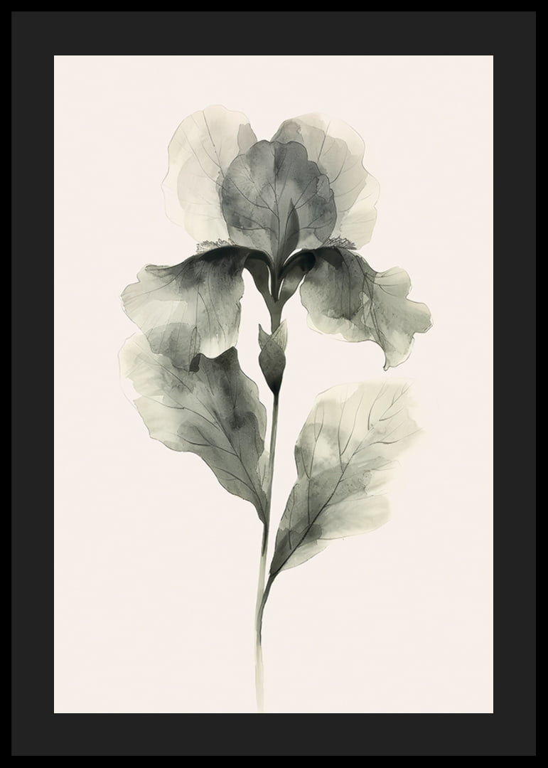 Poster with a watercolor painting of a flower in beautiful shades of green-12