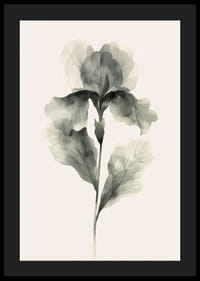 Poster med en akvarellmålning av en blomma i vackra gröna nyanser-4