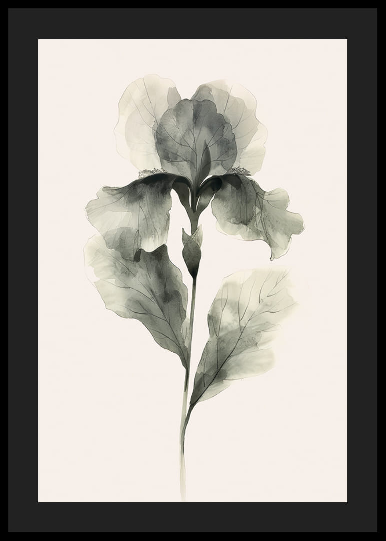 Poster med en akvarellmålning av en blomma i vackra gröna nyanser-12