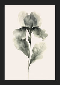 Poster med en akvarellmålning av en blomma i vackra gröna nyanser-5