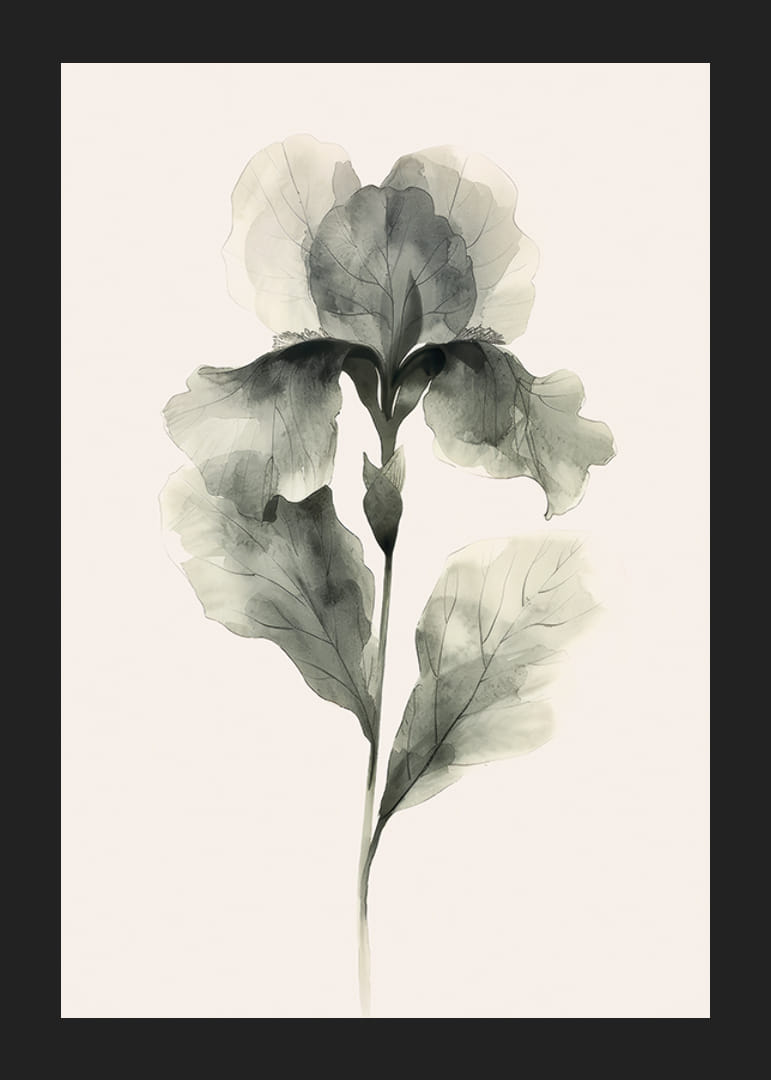 Poster med en akvarellmålning av en blomma i vackra gröna nyanser-12
