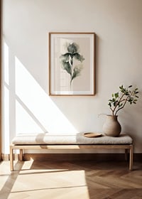 Poster with a watercolor painting of a flower in beautiful shades of green-8