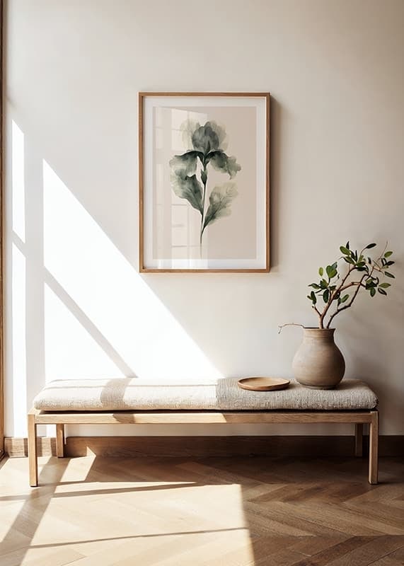 Poster with a watercolor painting of a flower in beautiful shades of green-12