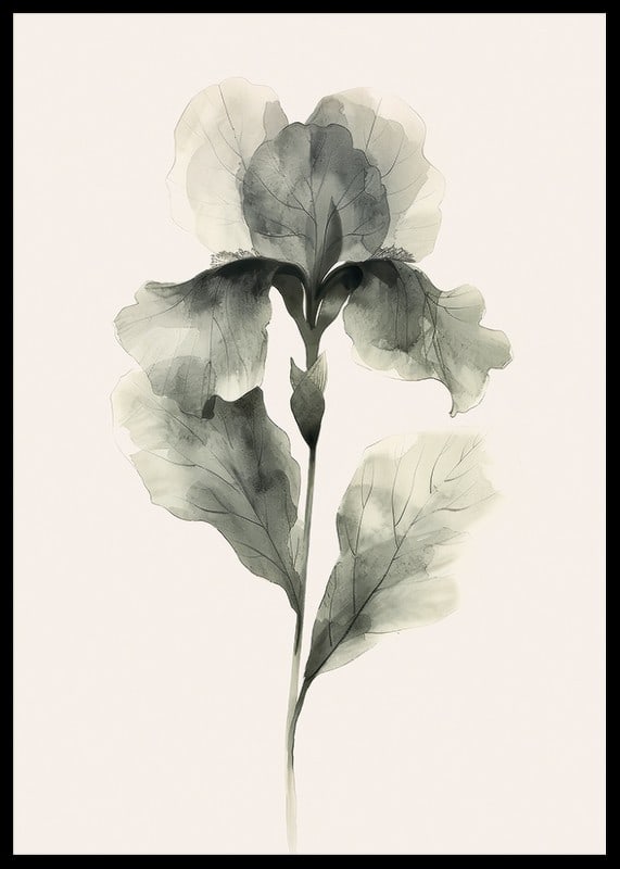 Poster with a watercolor painting of a flower in beautiful shades of green-12