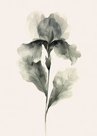 Poster with a watercolor painting of a flower in beautiful shades of green-7