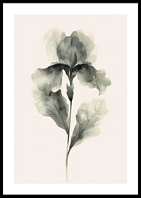 Poster with a watercolor painting of a flower in beautiful shades of green-0