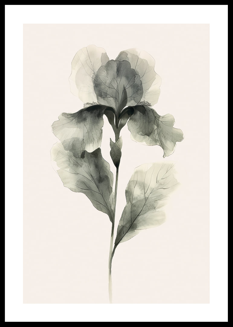 Poster with a watercolor painting of a flower in beautiful shades of green-12