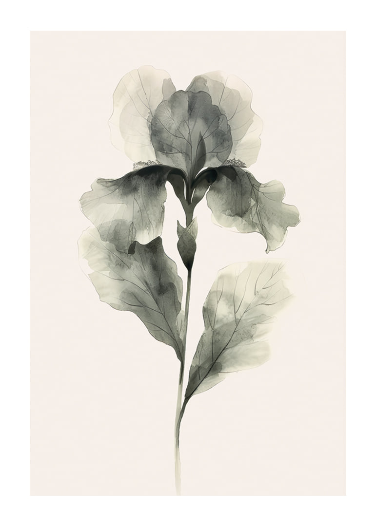 Poster with a watercolor painting of a flower in beautiful shades of green-12