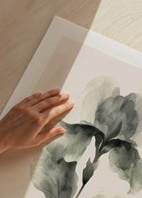 Poster with a watercolor painting of a flower in beautiful shades of green-9