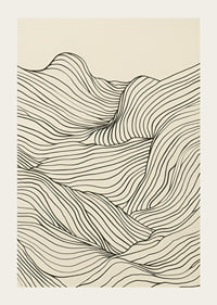 Poster med en minimalistisk abstrakt line art illustration av ett böljande landskap-3