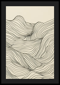 Poster med en minimalistisk abstrakt line art illustration av ett böljande landskap-4