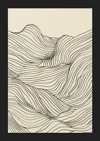Poster med en minimalistisk abstrakt line art illustration av ett böljande landskap-5