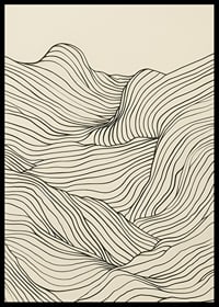 Poster med en minimalistisk abstrakt line art illustration av ett böljande landskap-6
