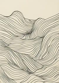 Poster med en minimalistisk abstrakt line art illustration av ett böljande landskap-7