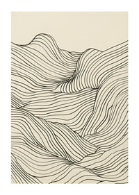 Poster med en minimalistisk abstrakt line art illustration av ett böljande landskap-1
