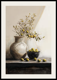 Poster met een aquarel van een olijftak in een pot-2