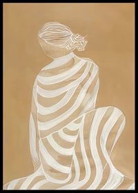 Poster with a watercolor painting of a woman in a striped white dress-6