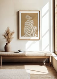 Poster with a watercolor painting of a woman in a striped white dress-8