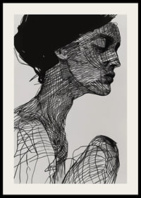 Poster with a watercolor painting with an abstract motif of a woman-2