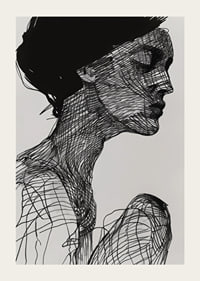 Poster with a watercolor painting with an abstract motif of a woman-3