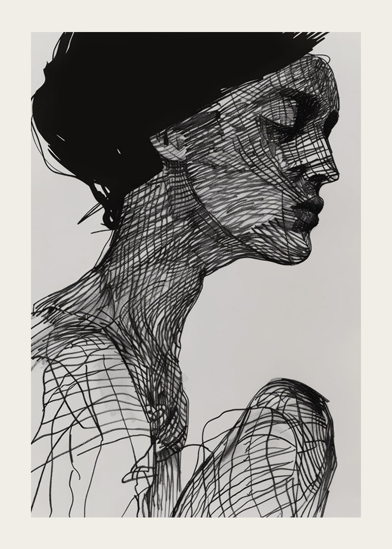 Poster with a watercolor painting with an abstract motif of a woman-12