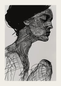 Plakat med et akvarellmaleri med et abstrakt motiv av en kvinne-3