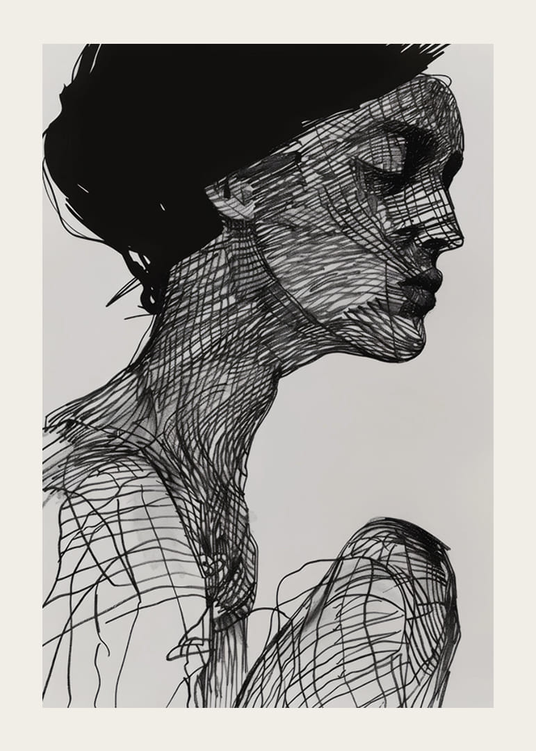 Plakat med et akvarellmaleri med et abstrakt motiv av en kvinne-12