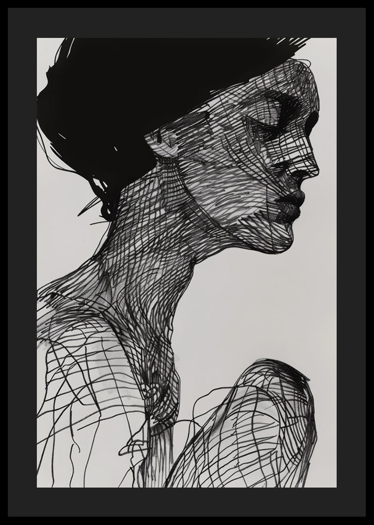 Poster with a watercolor painting with an abstract motif of a woman-12
