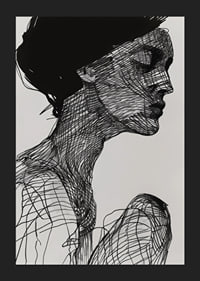 Poster with a watercolor painting with an abstract motif of a woman-5
