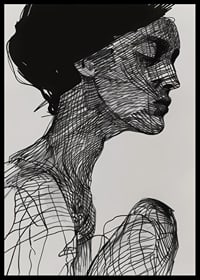 Poster with a watercolor painting with an abstract motif of a woman-6
