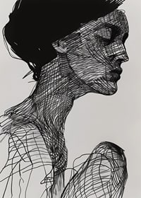 Poster with a watercolor painting with an abstract motif of a woman-7
