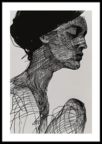 Poster with a watercolor painting with an abstract motif of a woman-0
