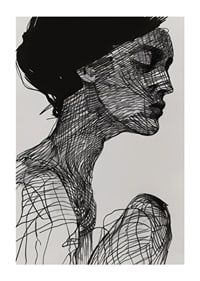 Poster with a watercolor painting with an abstract motif of a woman-1