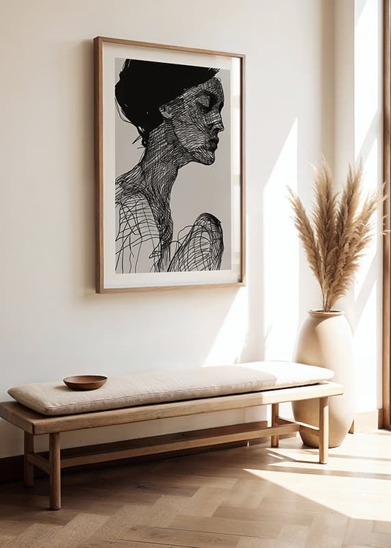 Poster with a watercolor painting with an abstract motif of a woman-12