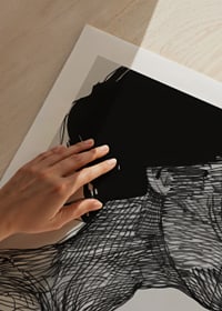 Poster with a watercolor painting with an abstract motif of a woman-9