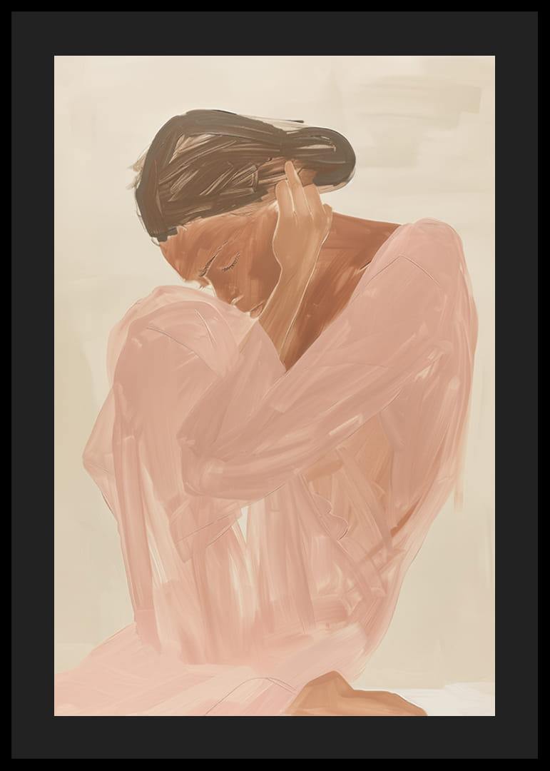 Plakat z akwarelą przedstawiającą kobietę w różowej sukience-12