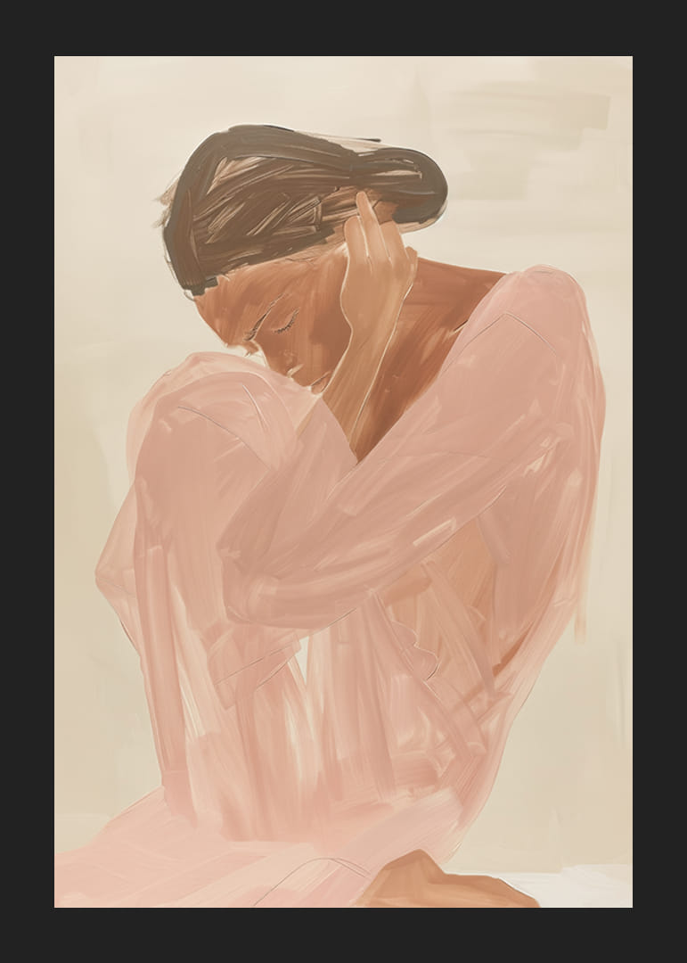 Plakat z akwarelą przedstawiającą kobietę w różowej sukience-12