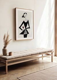Poster with a watercolor painting of an abstract woman holding a wine glass-8