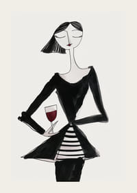 Poster with a watercolor painting of an abstract woman holding a wine glass-3