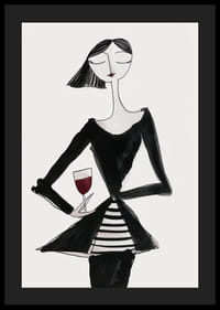 Poster with a watercolor painting of an abstract woman holding a wine glass-4