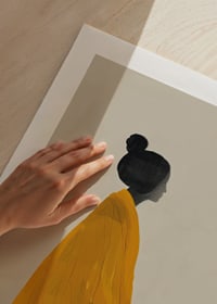 Poster with a watercolor painting of a woman in a yellow dress painted in the Japanese Edo style-9