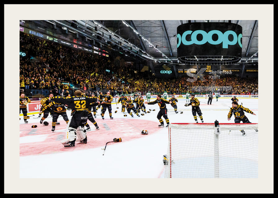 Skellefteås målvakt Linus Söderström jublar med lagkamraterna efter final fem i SHL-12