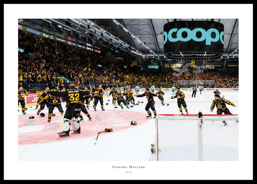 Skellefteås målvakt Linus Söderström jublar med lagkamraterna efter final fem i SHL-12