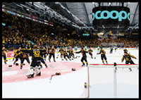 Skellefteås målvakt Linus Söderström jublar med lagkamraterna efter final fem i SHL-8