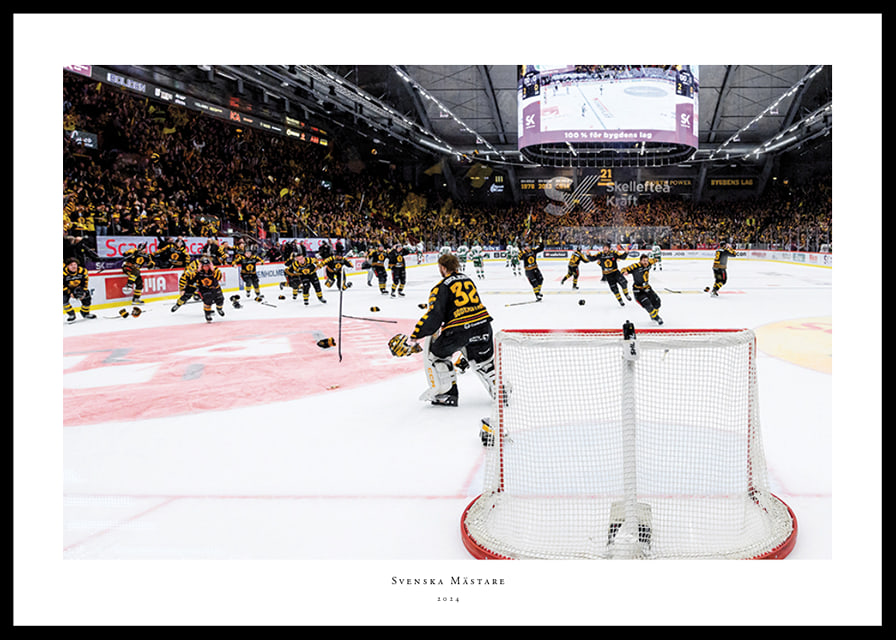 Skellefteås målvakt Linus Söderström jublar med lagkamraterna efter final fem i SHL-12