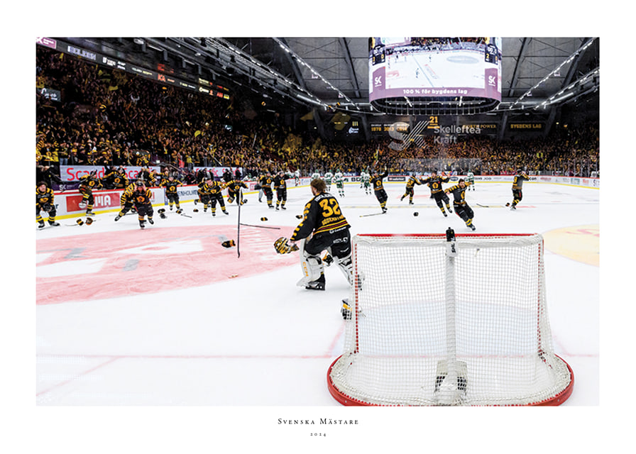 Skellefteås målvakt Linus Söderström jublar med lagkamraterna efter final fem i SHL-12