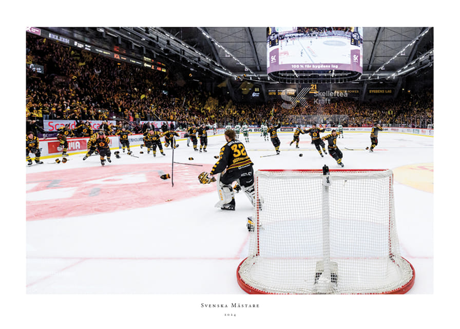 Skellefteås målvakt Linus Söderström jublar med lagkamraterna efter final fem i SHL-12