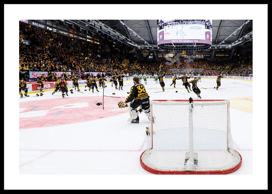 Skellefteås målvakt Linus Söderström jublar med lagkamraterna efter final fem i SHL-12