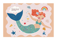 Poster with a watercolor painting of a smiling mermaid-1